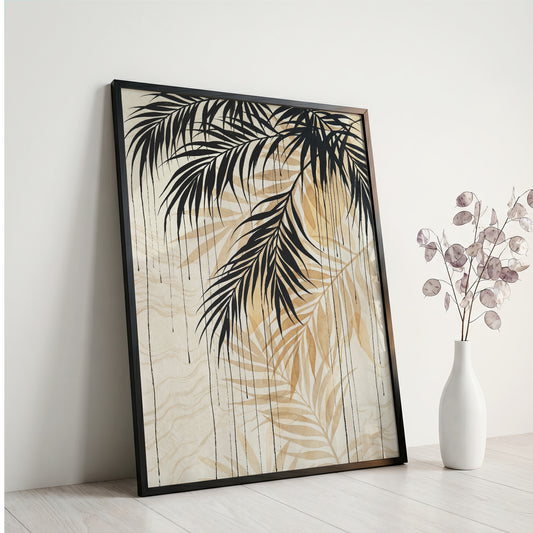 Hanging Palm Canopy & Ink Drip Print - Tropical Japandi