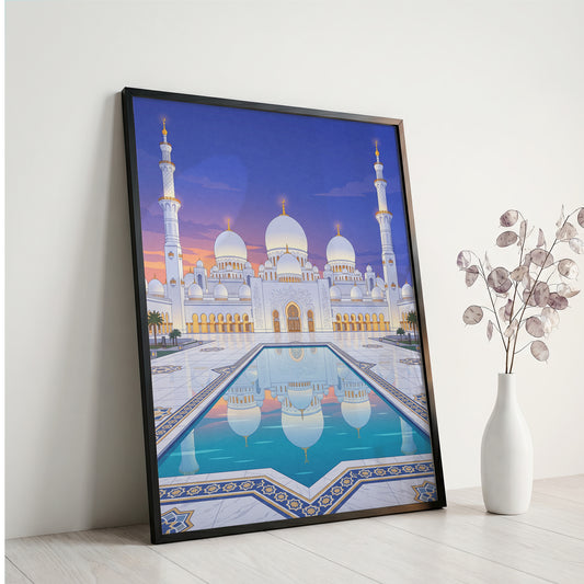 Sheikh Zayed Grand Mosque Turquoise Pool Reflection Print