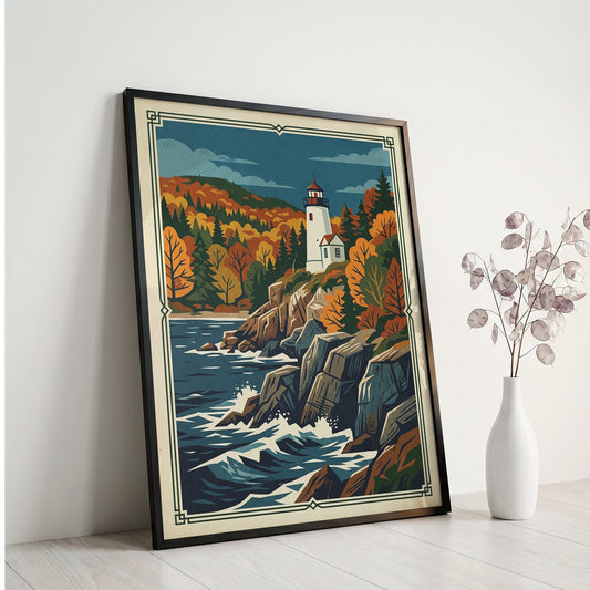 Acadia Maine Bass Harbor Lighthouse Coastal Cliffs Print