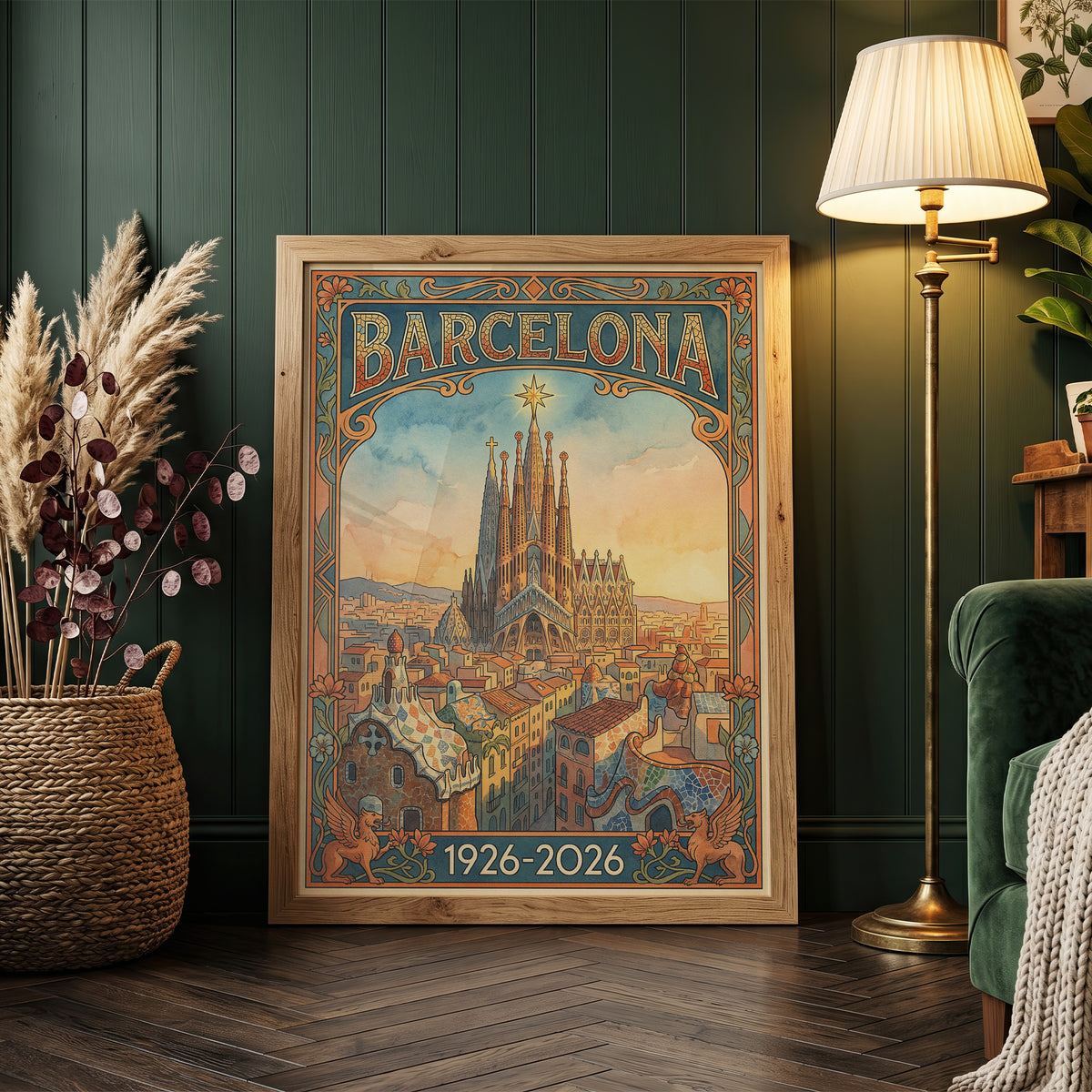 Vintage barcelona Travel Poster Print | Retro Wall Art Print