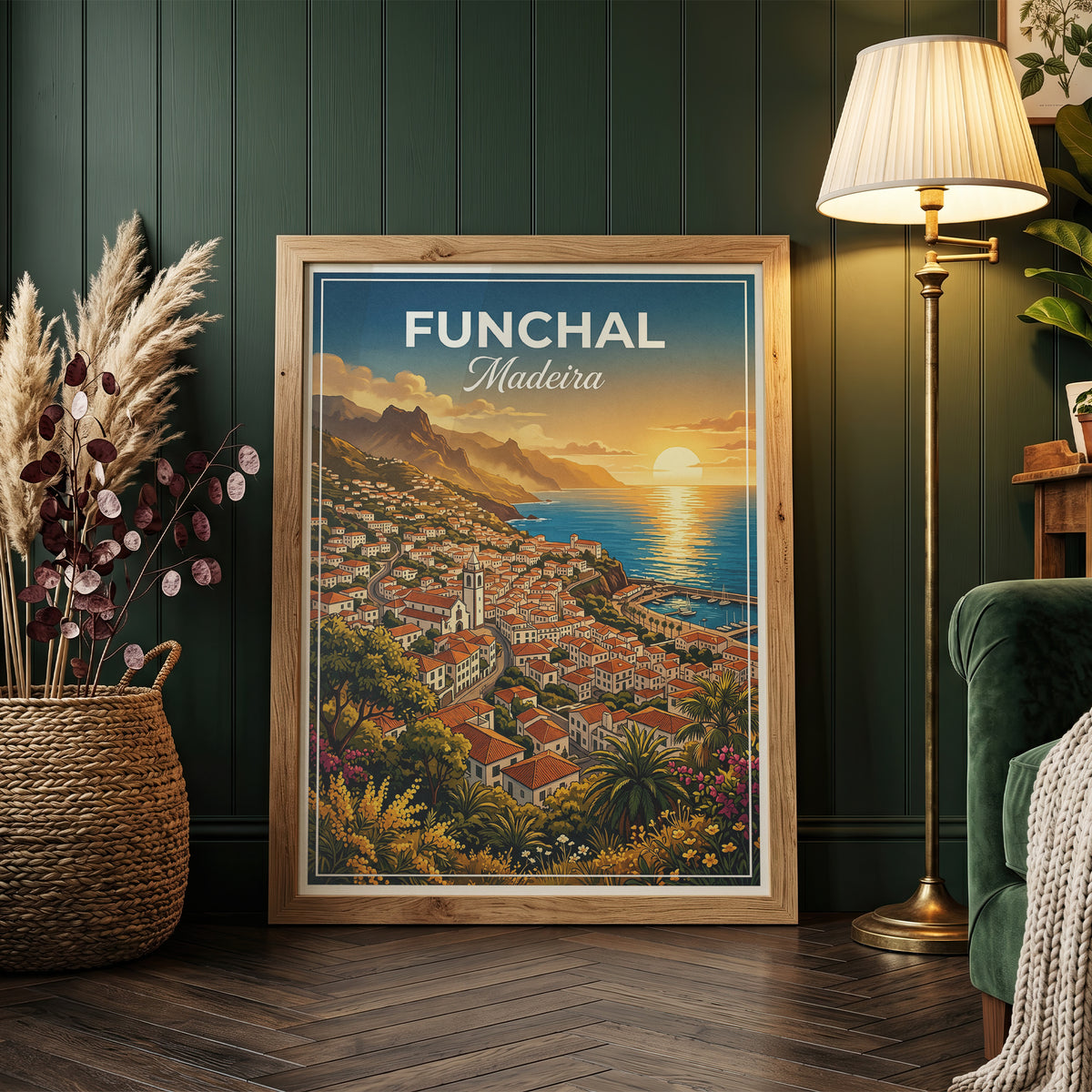 Funchal Madeira Travel Poster - Coastal Sunset Art Print