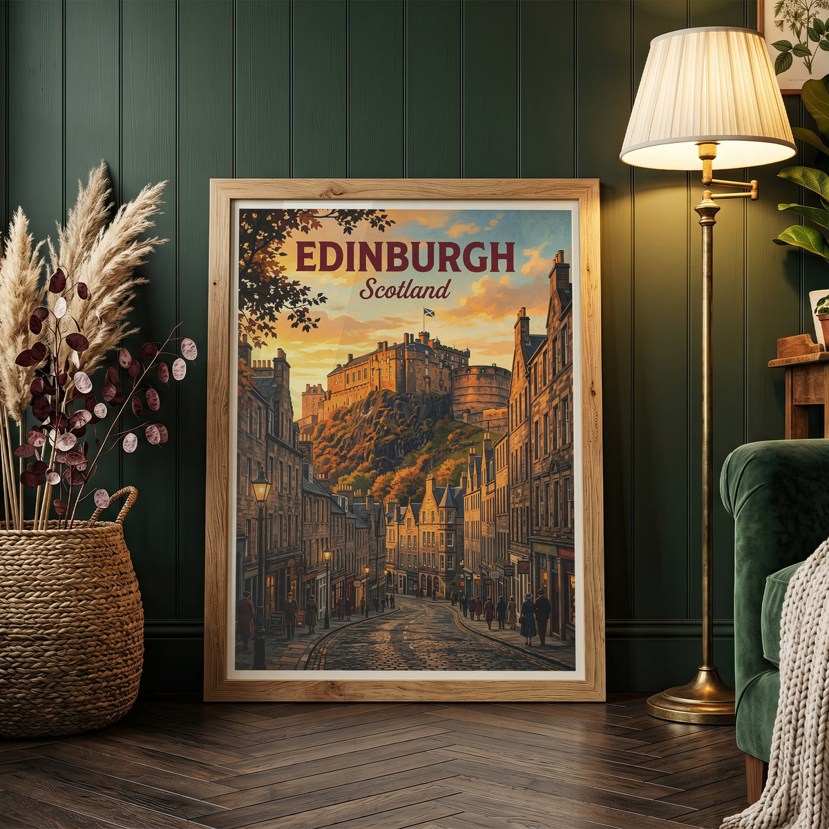 Edinburgh Scotland Travel Poster - Castle Rock Art Print