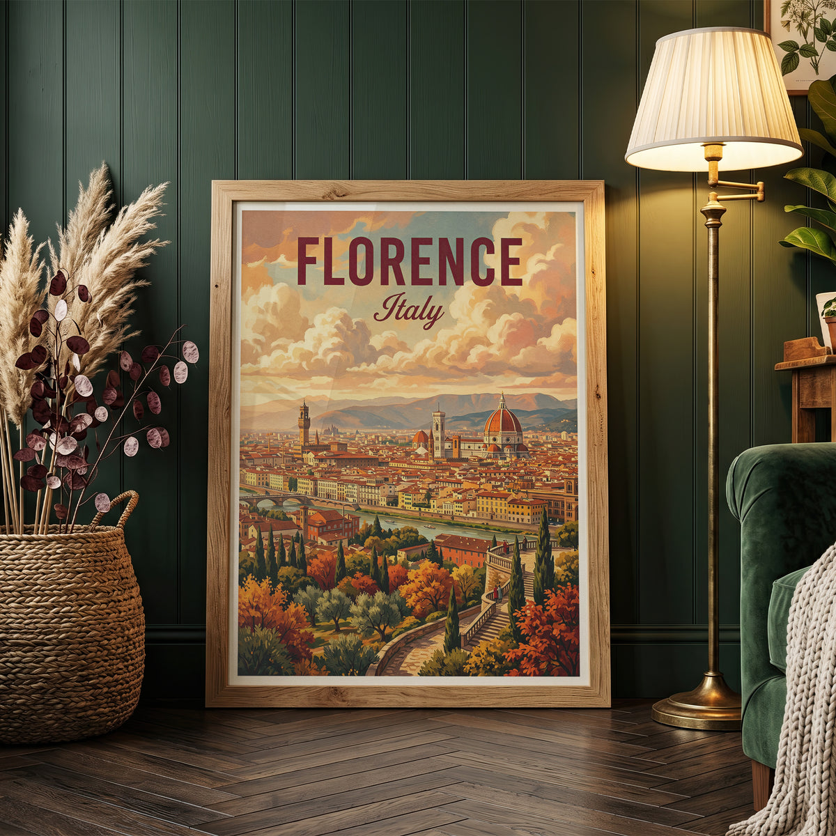 Florence Italy Travel Poster - Duomo Panorama Art Print