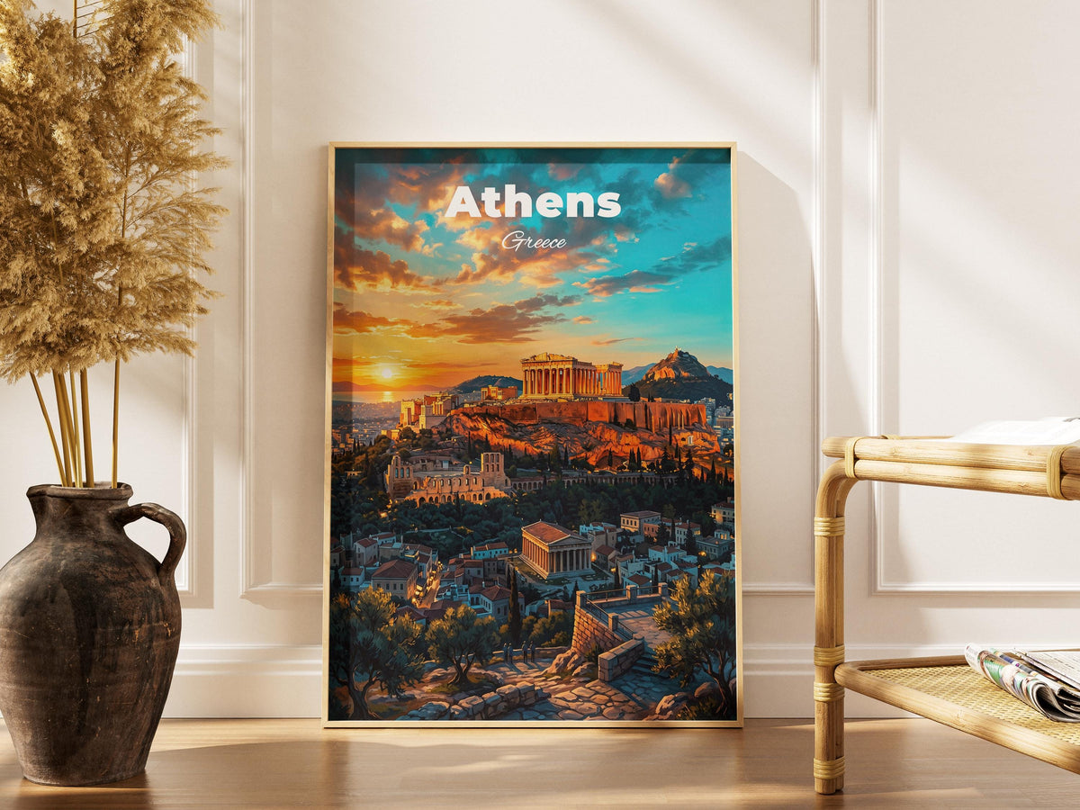 Acropolis Wall Art — Modern Athens Travel Poster – view 1