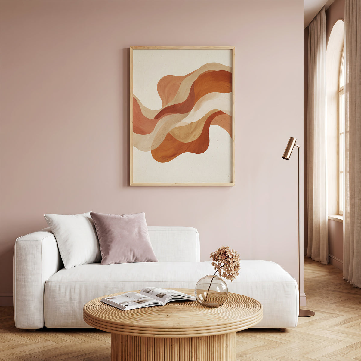 Warm Terracotta Wave Abstract Art Print | Flowing Earth Tone Wall Decor