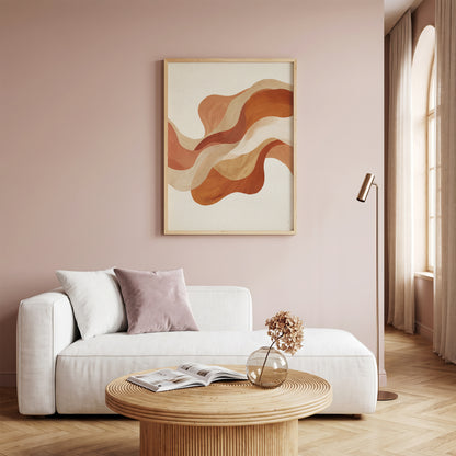 Warm Terracotta Wave Abstract Art Print | Flowing Earth Tone Wall Decor