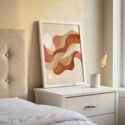 Warm Terracotta Wave Abstract Art Print | Flowing Earth Tone Wall Decor