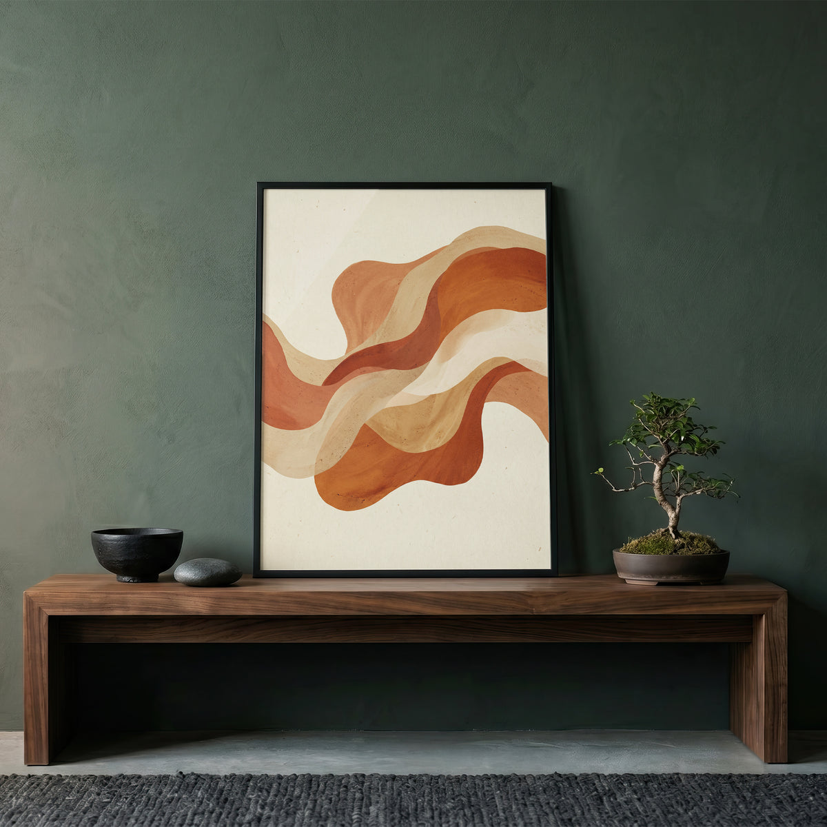 Warm Terracotta Wave Abstract Art Print | Flowing Earth Tone Wall Decor