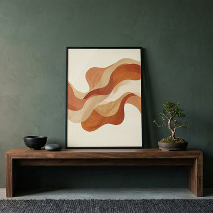 Warm Terracotta Wave Abstract Art Print | Flowing Earth Tone Wall Decor