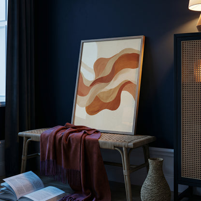 Warm Terracotta Wave Abstract Art Print | Flowing Earth Tone Wall Decor