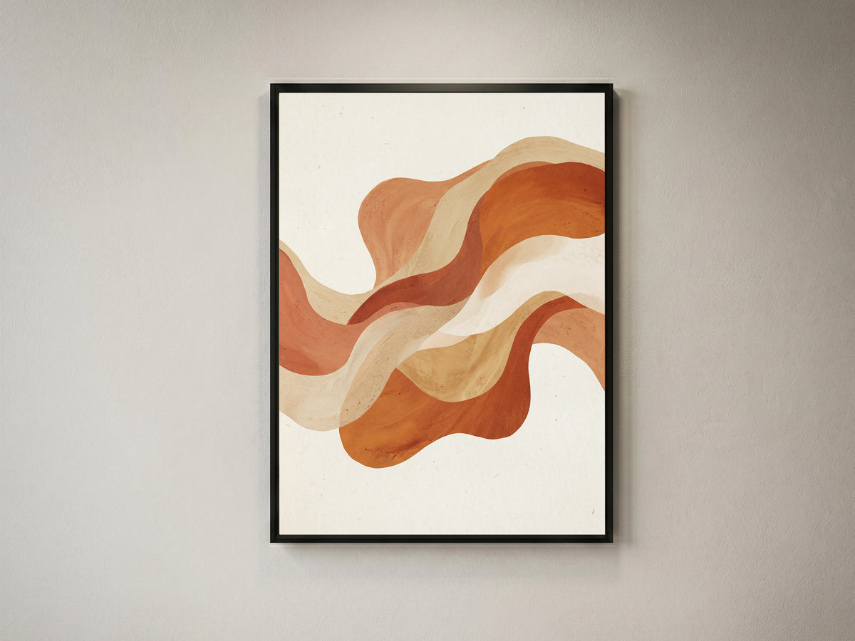 Warm Terracotta Wave Abstract Art Print | Flowing Earth Tone Wall Decor
