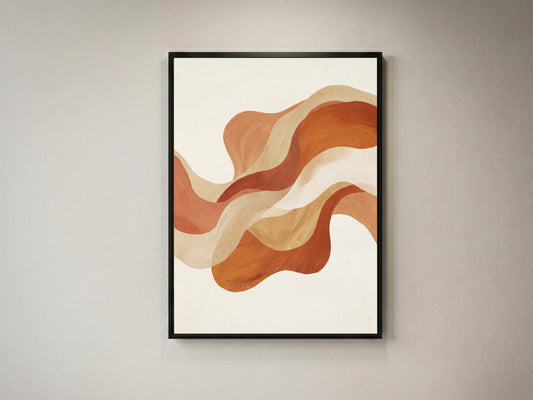 Warm Terracotta Wave Abstract Art Print | Flowing Earth Tone Wall Decor