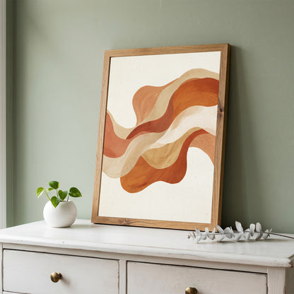 Warm Terracotta Wave Abstract Art Print | Flowing Earth Tone Wall Decor
