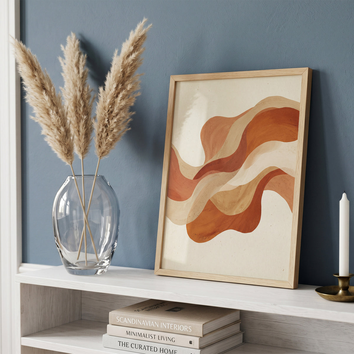 Warm Terracotta Wave Abstract Art Print | Flowing Earth Tone Wall Decor