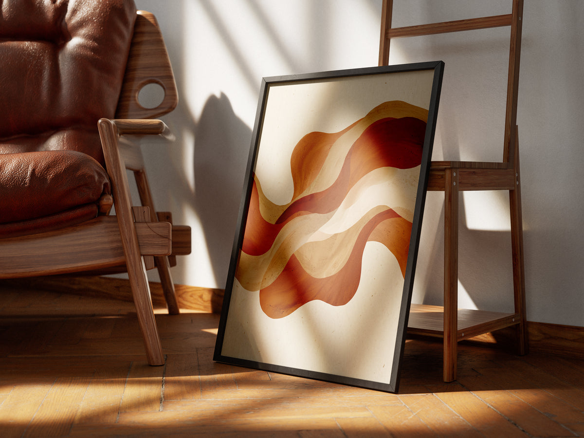 Warm Terracotta Wave Abstract Art Print | Flowing Earth Tone Wall Decor