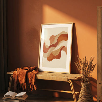Warm Terracotta Wave Abstract Art Print | Flowing Earth Tone Wall Decor