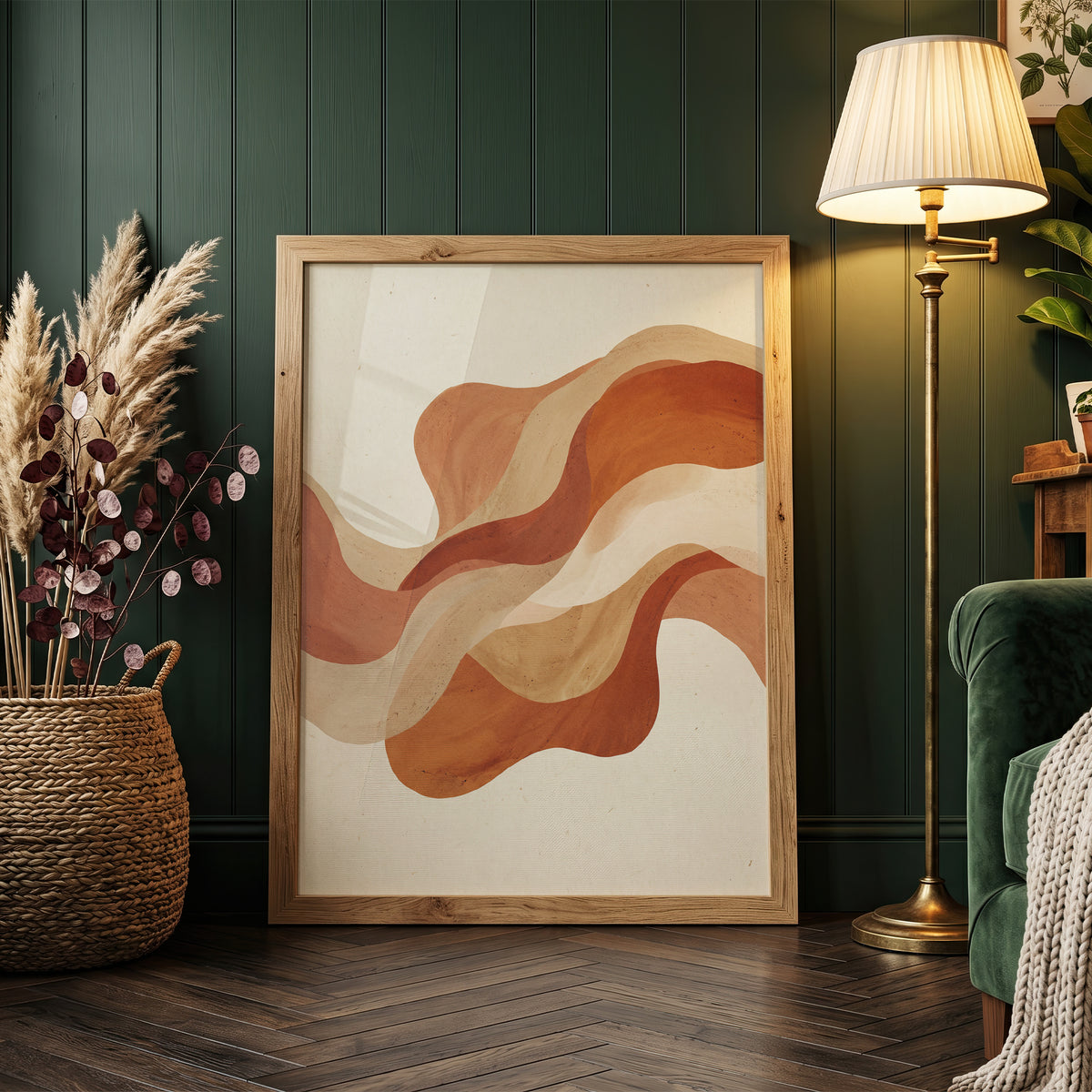 Warm Terracotta Wave Abstract Art Print | Flowing Earth Tone Wall Decor