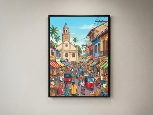 Colombo Sri Lanka Vintage Poster - Red Mosque & Pettah Market