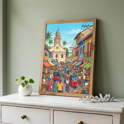 Colombo Sri Lanka Vintage Poster - Red Mosque & Pettah Market