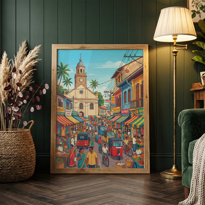 Colombo Sri Lanka Vintage Poster - Red Mosque & Pettah Market