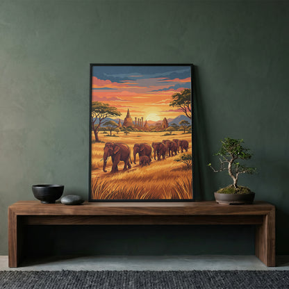 Yala National Park Safari Poster - Wild Elephants Wall Art