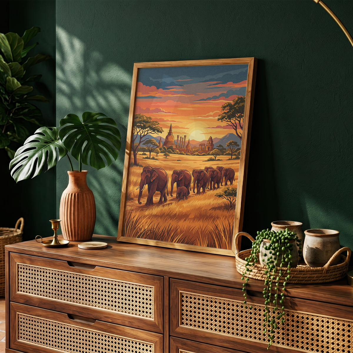 Yala National Park Safari Poster - Wild Elephants Wall Art