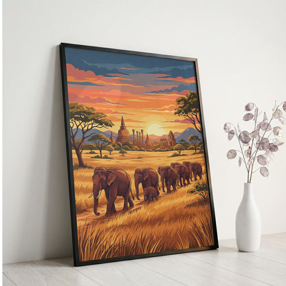 Yala National Park Safari Poster - Wild Elephants Wall Art