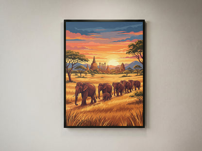 Yala National Park Safari Poster - Wild Elephants Wall Art