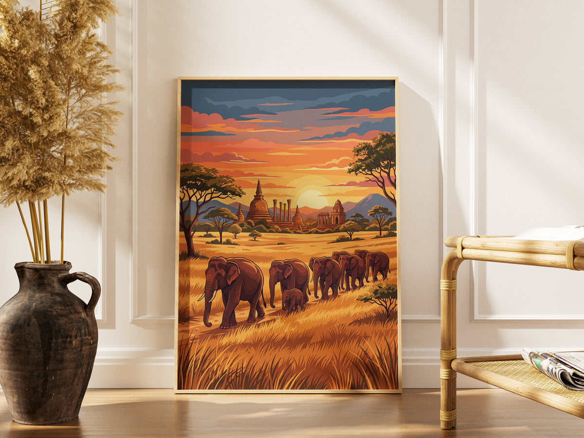 Yala National Park Safari Poster - Wild Elephants Wall Art