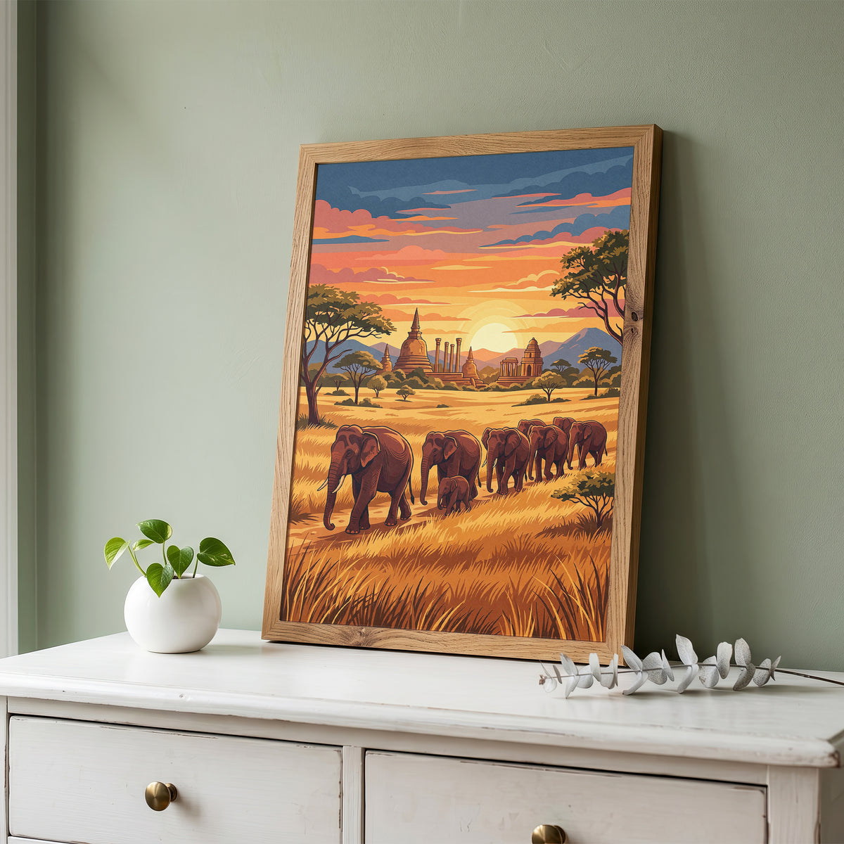 Yala National Park Safari Poster - Wild Elephants Wall Art