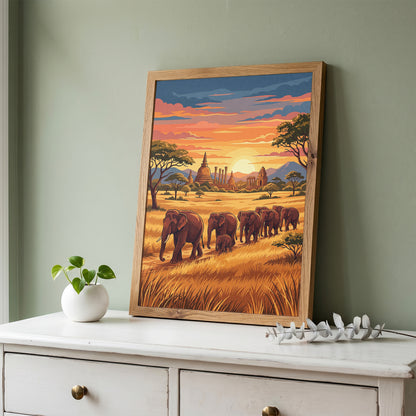 Yala National Park Safari Poster - Wild Elephants Wall Art