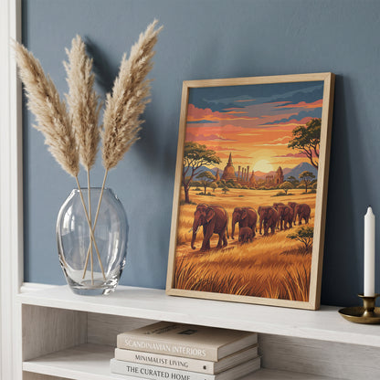 Yala National Park Safari Poster - Wild Elephants Wall Art