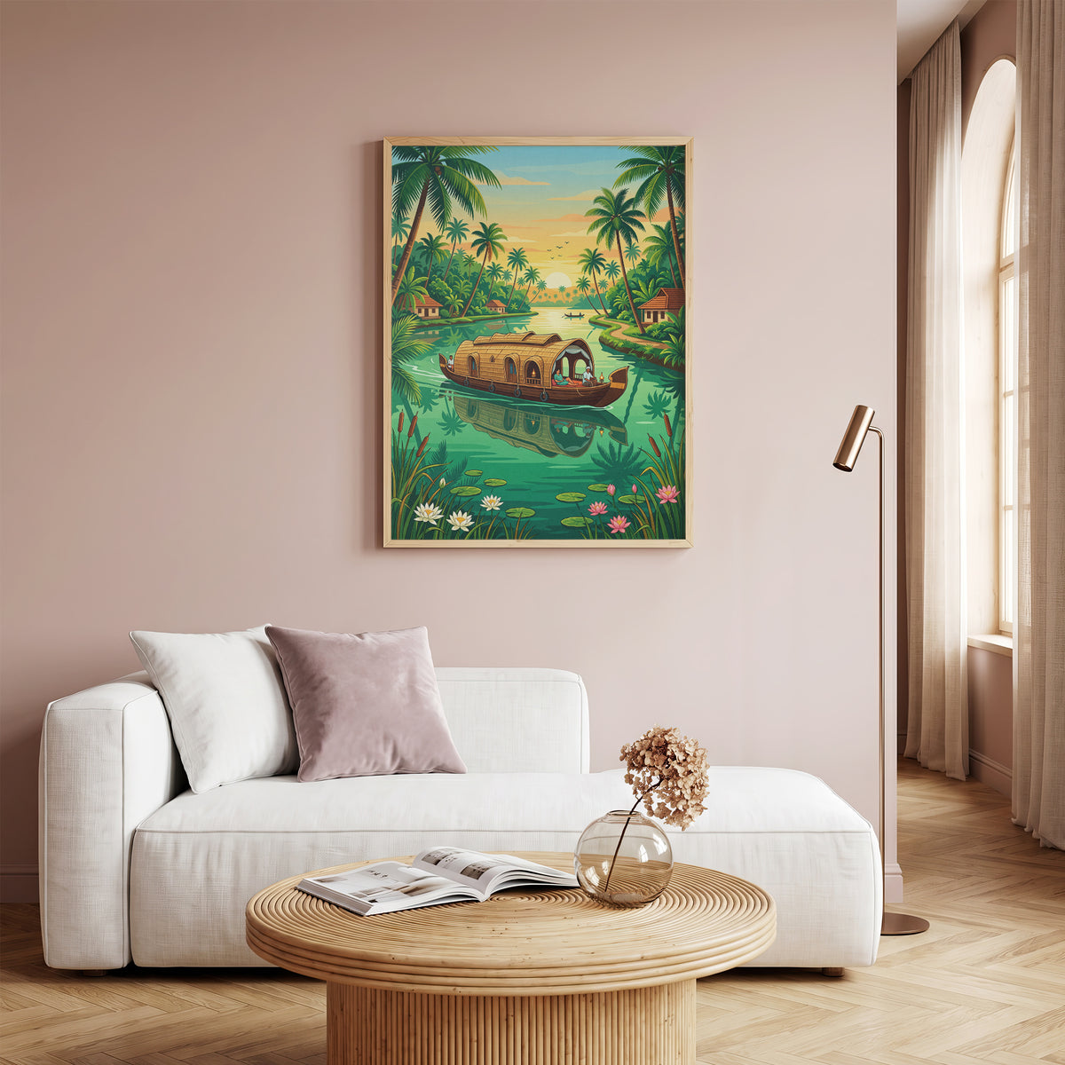 Kerala Backwaters Travel Poster - India Houseboat Art Print