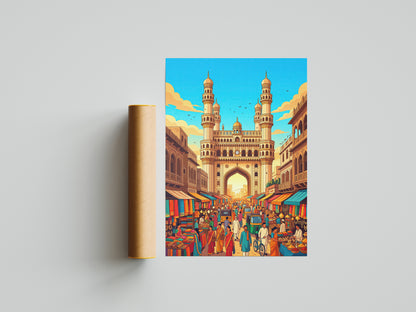 Jaipur Pink City Travel Poster - Hawa Mahal India Wall Art