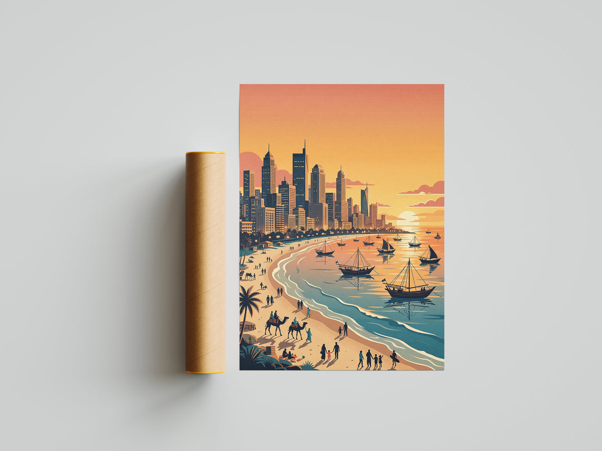 Karachi Pakistan Travel Poster - Mazar-e-Quaid Marble Monument