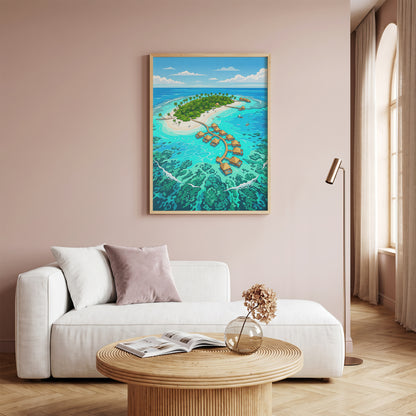 Maldives Overwater Bungalows Poster - Tropical Island Wall Art