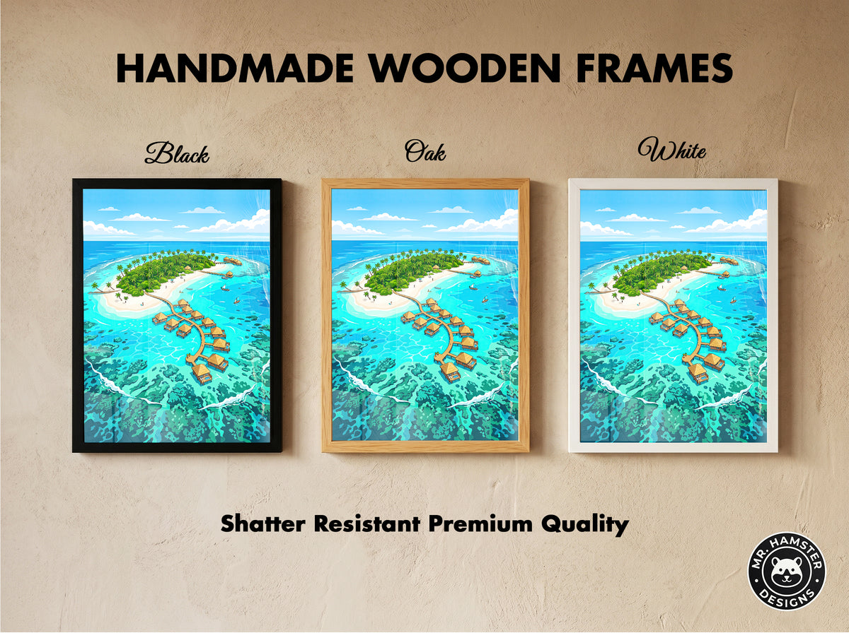 Maldives Overwater Bungalows Poster - Tropical Island Wall Art