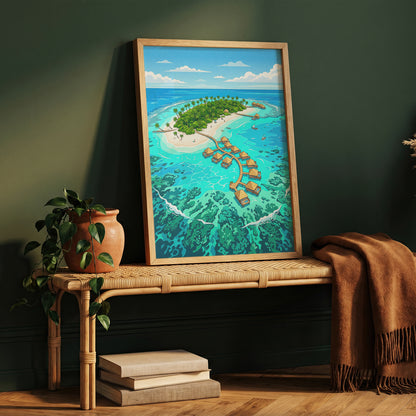 Maldives Overwater Bungalows Poster - Tropical Island Wall Art