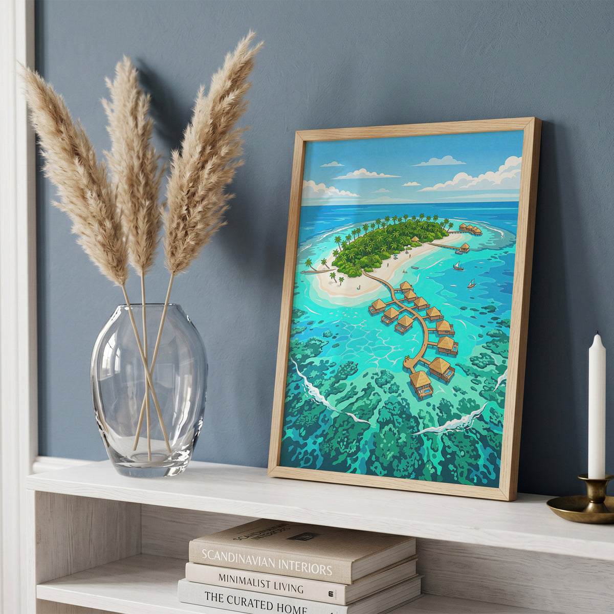 Maldives Overwater Bungalows Poster - Tropical Island Wall Art