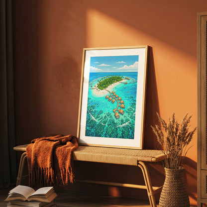 Maldives Overwater Bungalows Poster - Tropical Island Wall Art