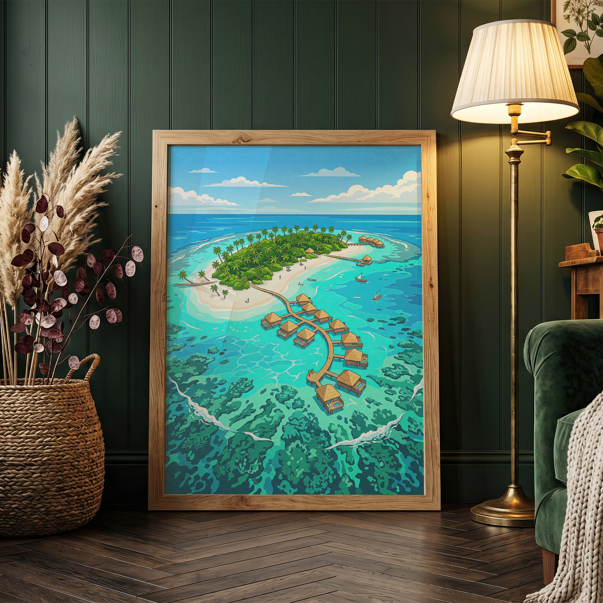 Maldives Overwater Bungalows Poster - Tropical Island Wall Art