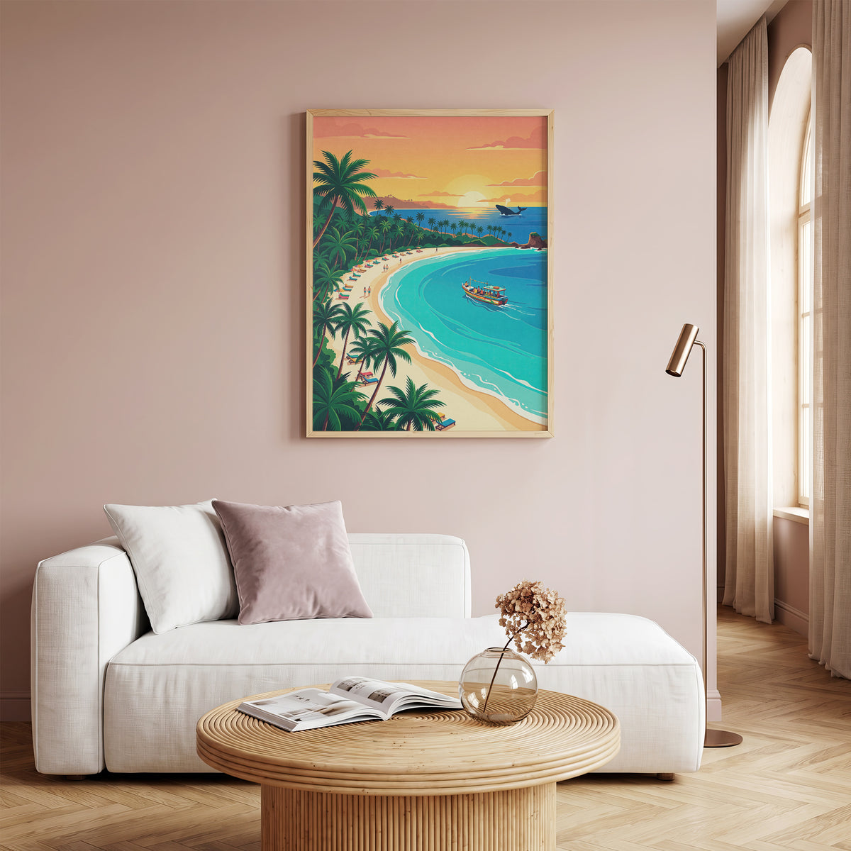 Mumbai Marine Drive Travel Poster - Queen's Necklace Sunset