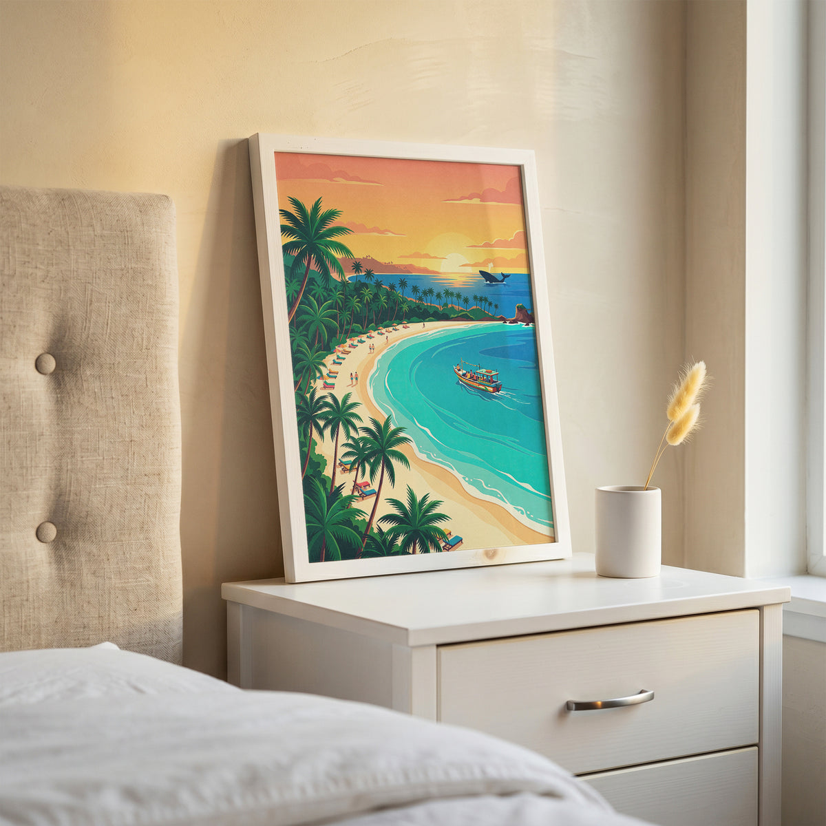 Mumbai Marine Drive Travel Poster - Queen's Necklace Sunset