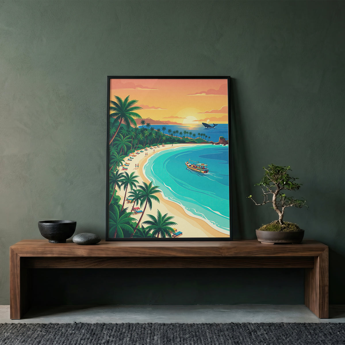 Mumbai Marine Drive Travel Poster - Queen's Necklace Sunset