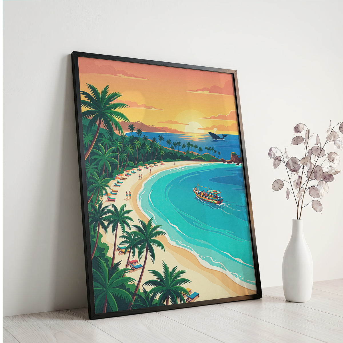 Mumbai Marine Drive Travel Poster - Queen's Necklace Sunset