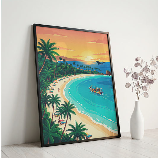 Mumbai Marine Drive Travel Poster - Queen's Necklace Sunset