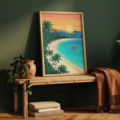 Mumbai Marine Drive Travel Poster - Queen's Necklace Sunset