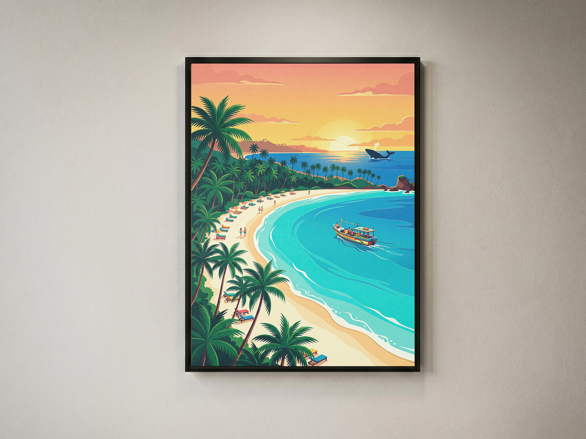 Mumbai Marine Drive Travel Poster - Queen's Necklace Sunset