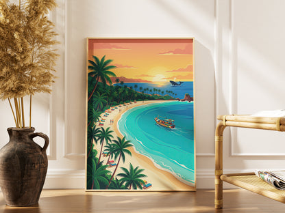Mumbai Marine Drive Travel Poster - Queen's Necklace Sunset