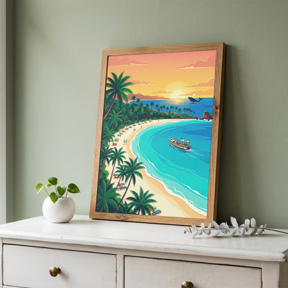 Mumbai Marine Drive Travel Poster - Queen's Necklace Sunset